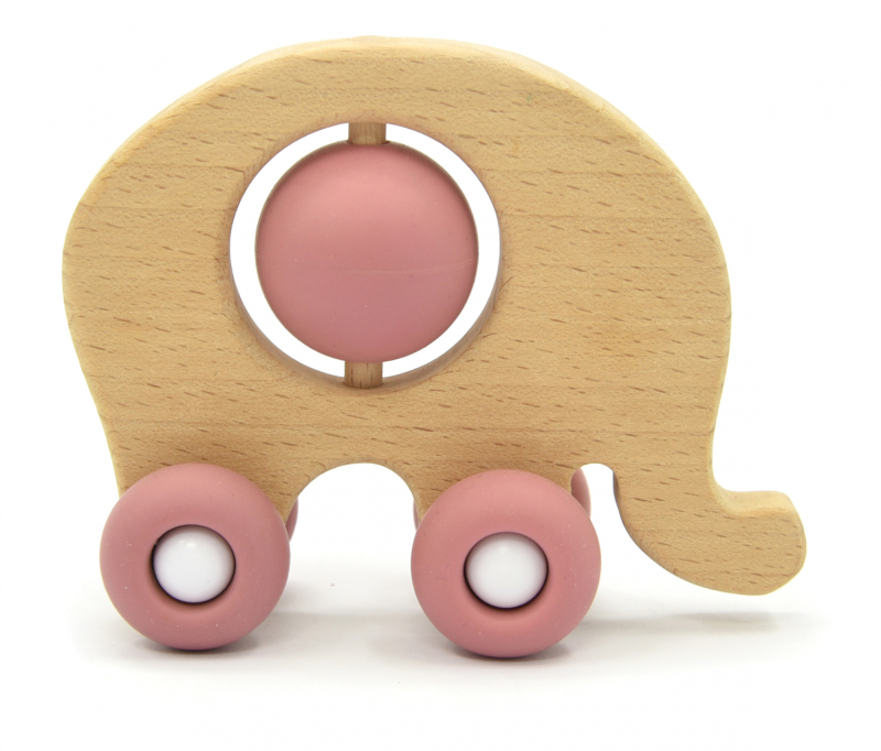 Image of Elefant på hjul, silikone, rosa (2120375)