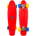 rødt skateboard med farvede hjul