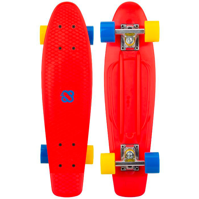 Skateboard - rød med farvede hjul