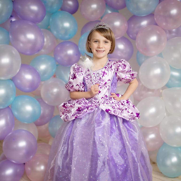 Royal Pretty Prinsesse kjole, Lilla - 5 - 6 år - GP pige 