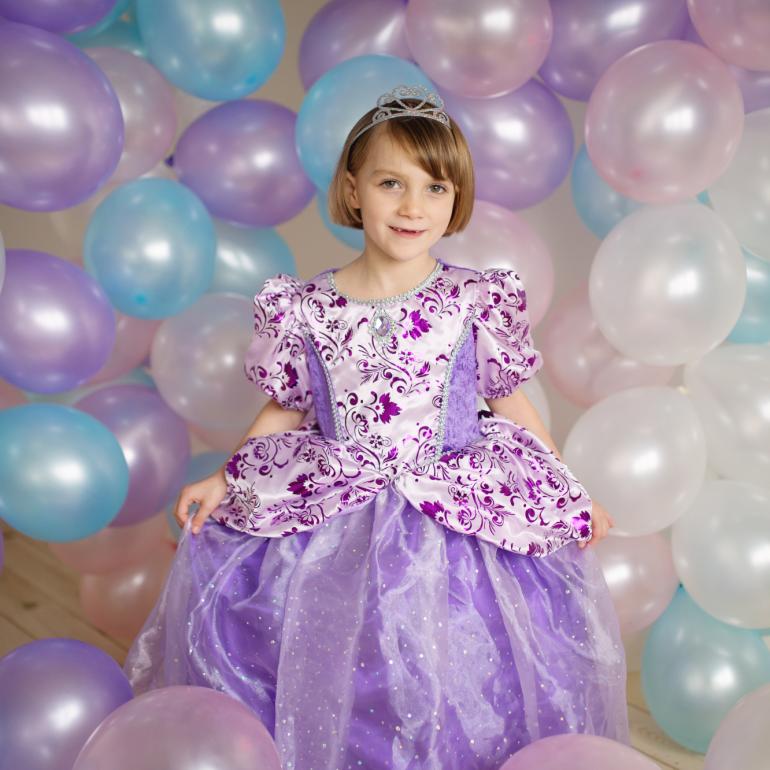 Royal Pretty Prinsesse kjole, Lilla - 5 - 6 år - GP pose