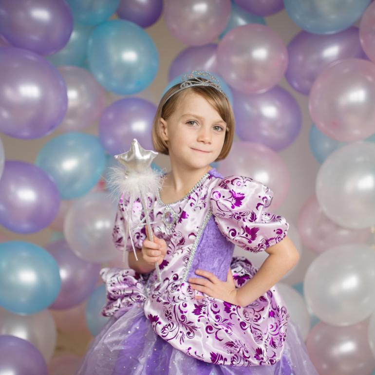 Royal Pretty Prinsesse kjole, Lilla - 5 - 6 år - GP med stjerne
